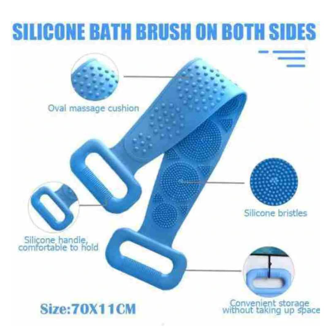 Giftock Silicone Body Back Scrubber, Double Side Bathing Brush for Skin Deep Cleaning Massage, Dead Skin Removal Exfoliating Belt for Shower, Easy to Clean,Body Brush for Bathing