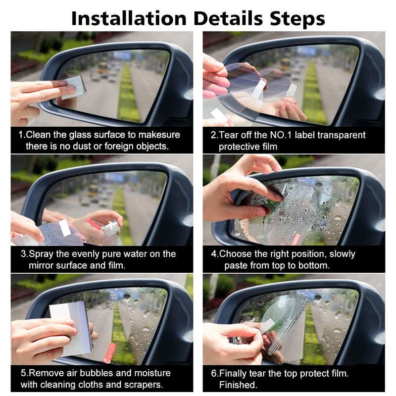 Giftock Rain Guard Waterproof Oval Anti Fog Rain Proof Film PET Material Accessories Right Car Mirror for All Vehicles - Set of 2
