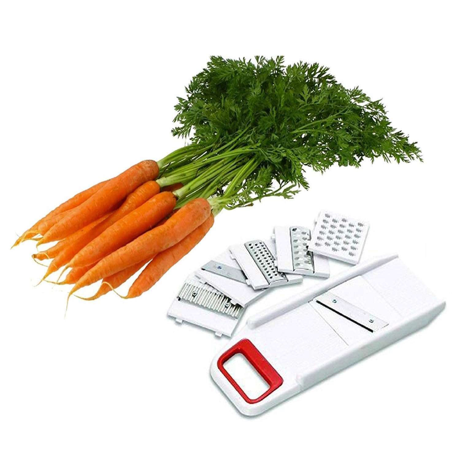 Giftock 6 in 1 Slicer for Kitchen, Vegetable Slicer Crusher Multi Blade Potato Chip, Veggie Slicer, Vegetable Cutter, Julienne Shredder Use in Kitchen - White(Pack of 1)