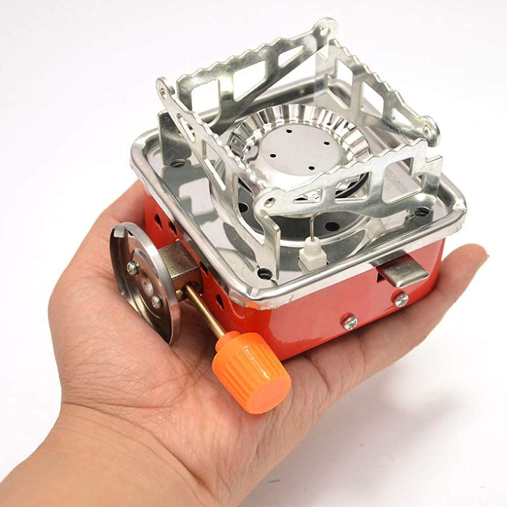 Giftock Portable Gas Stove And Picnic Butane Gas Burner For Outdoor Camping, Hiking, Travelling, To Cooking The Food | Stainless Steel Cylinder, Folding Furnace, Camping Equipment, Gastove With Pouch