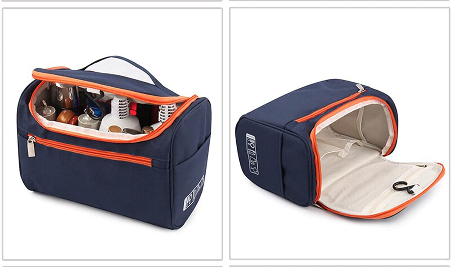 Giftock Cosmetic Bag Double Layer Makeup Bag Organizer for Travelling Polyester Fabric Toiletry Bag and Multiuse for Women and Men,Blue