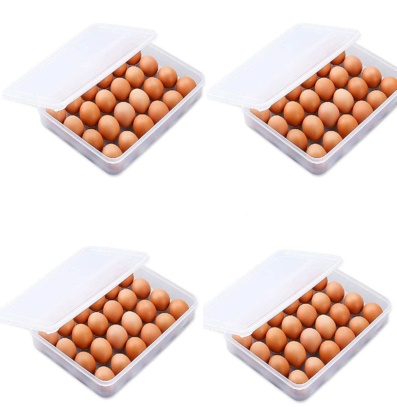 Giftock Plastic Egg Storage Box Single Layer 24 Grids with Lid Egg Basket Tray Useful for Home, Kitchen & Poultry (Multicolor) (1Pcs)