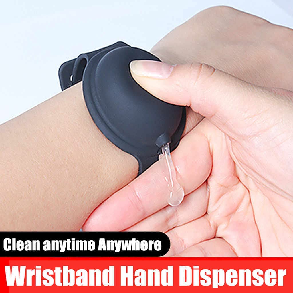 Giftock Portable Hand Sanitizer Dispenser Bracelet Silicone Refillable Wristband Hand Dispenser Pumps Sports Wristbands for Outdoor Travel, Colour May Vary (Pack of 3)