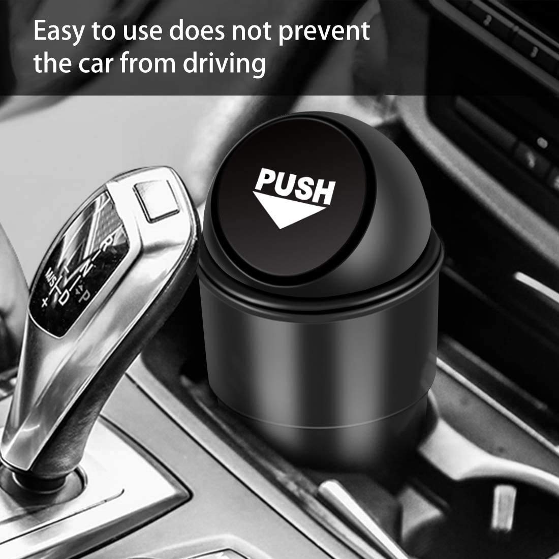 Giftock Mini Car Trash Bin Can Holder Dustbin - Black (L 17 x W 6.5 cms)(Plastic, Manual-Lift)