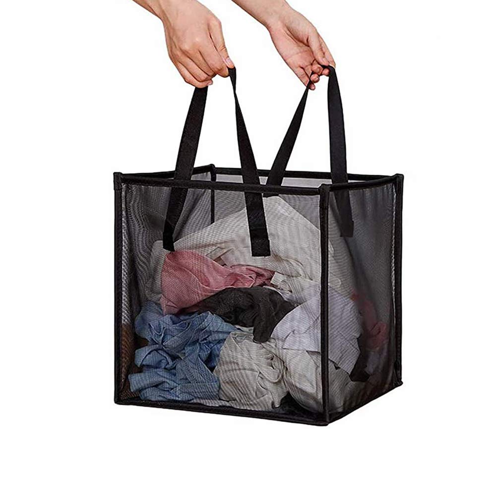 Giftock Pop Up Laundry Baskets - Mesh Collapsible Laundry Hampers Storage with Handle - Foldable for Washing Storage, Great for The Kids Room, College Dorm, Travel Organizer (Black)