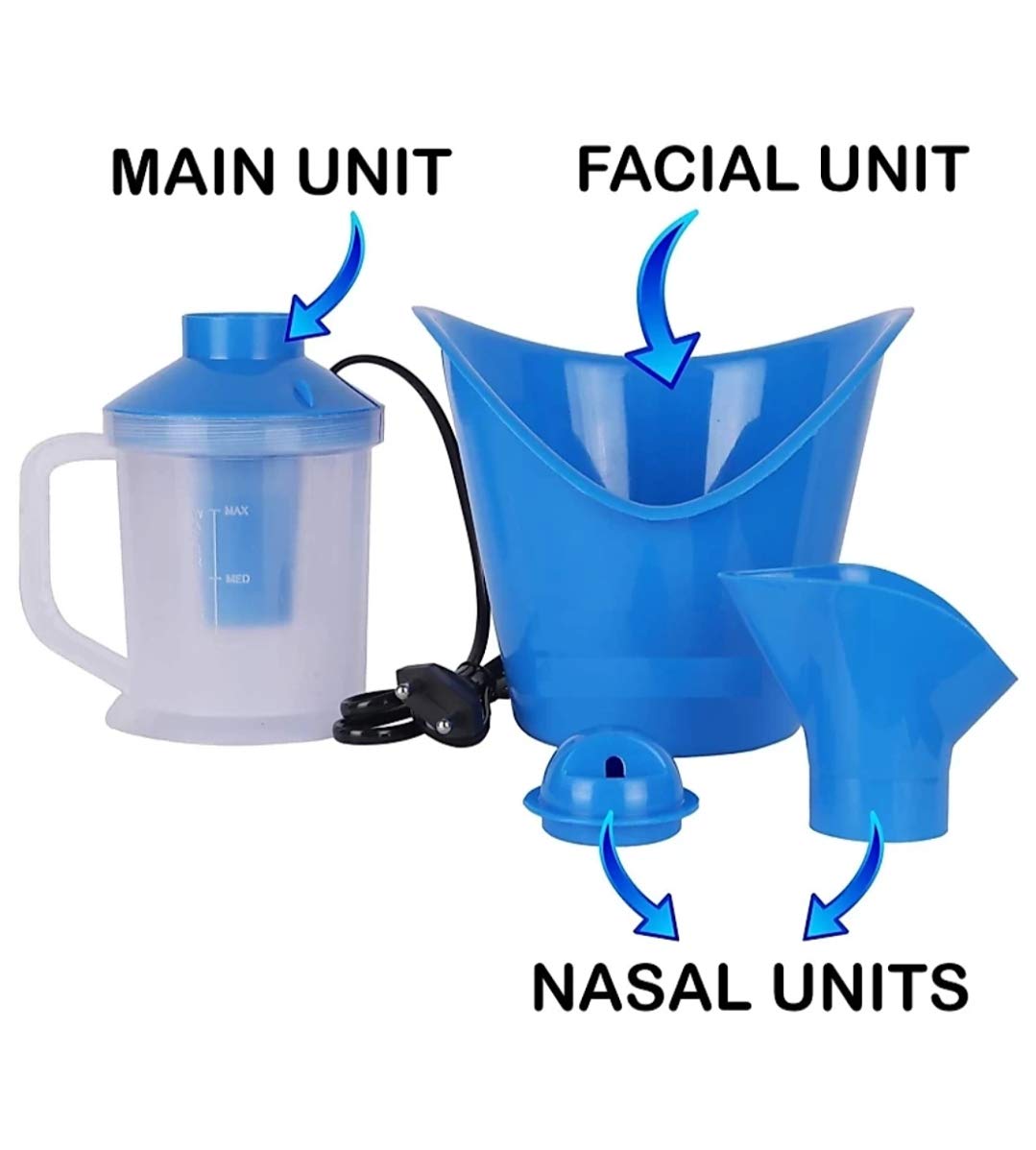 Giftock 3 in 1 Vaporizer machine Facial Steamer and Nose Steamer, cold & cough Steamer Nozzle Inhaler and Facial Steamer Machine Vaporizer Color May Vary Vaporizer (Blue)