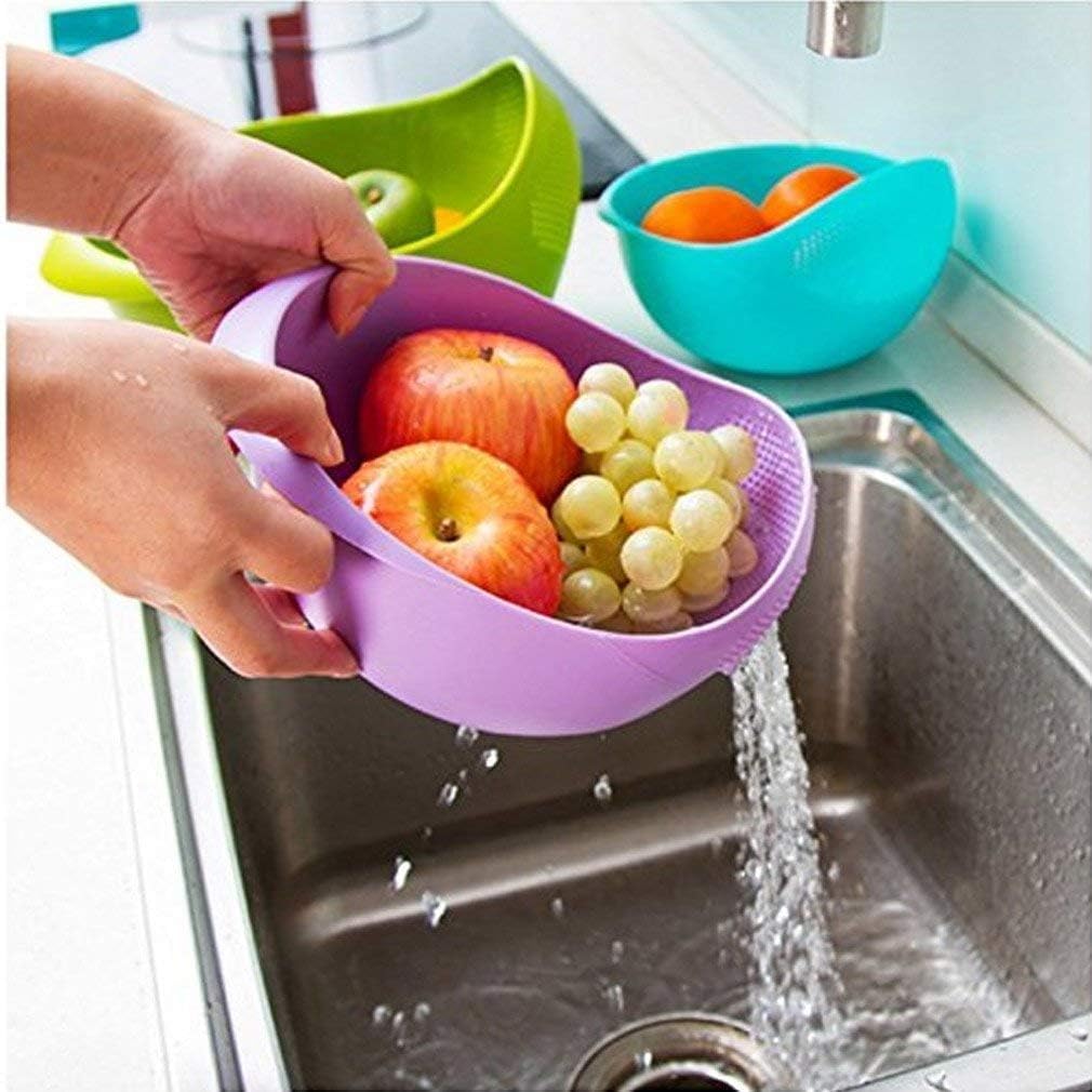 Giftock Rice Bowl Pulses, Fruits, Vegetable, Noodles, Pasta, Washing Bowl & Strainer (multi color, 1pc)