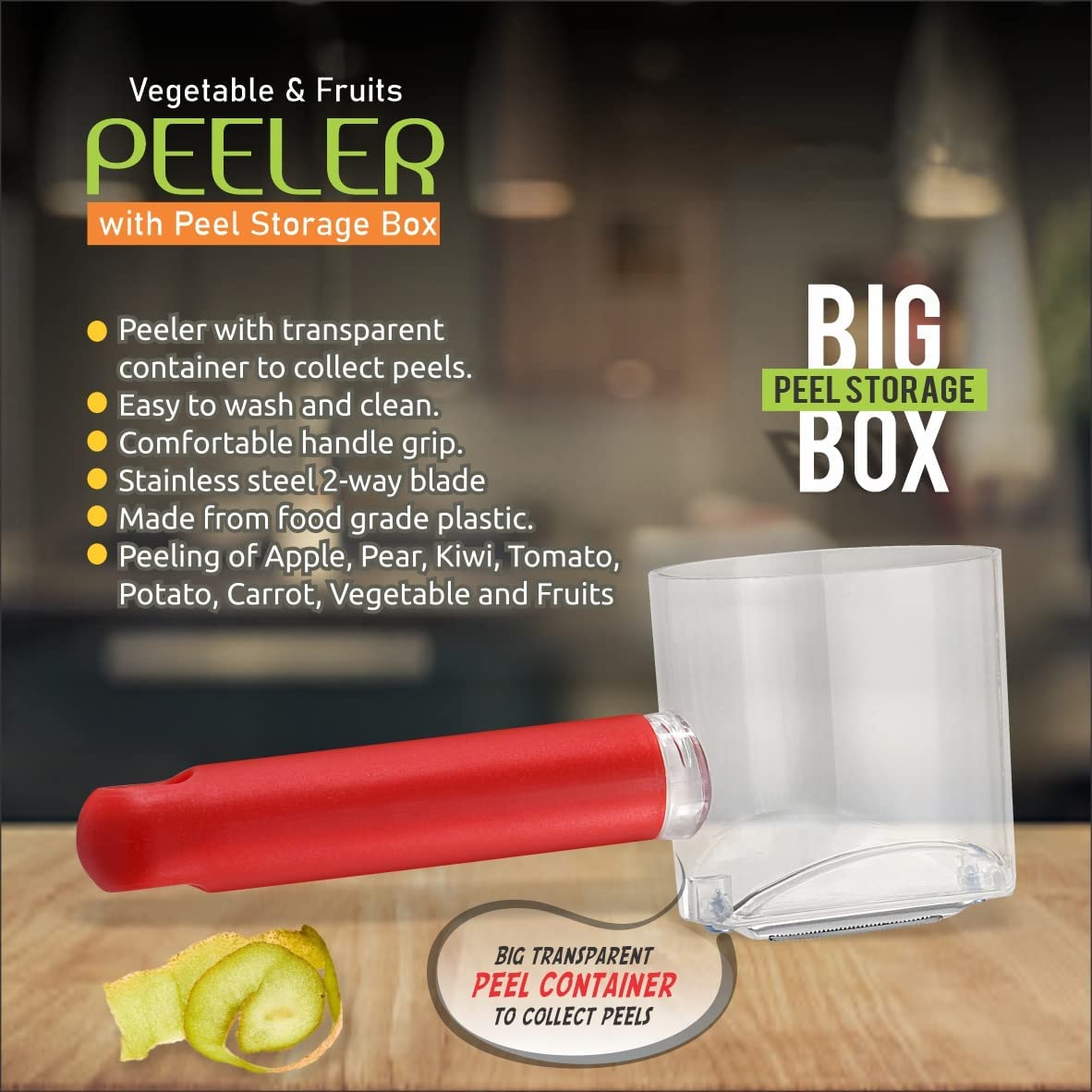 Giftock Multi Functional Storage Peeler,Fruit Peeler, Vegetable Peeler,Peeler with Storage Container,Shredder Peeler Slicer [1]