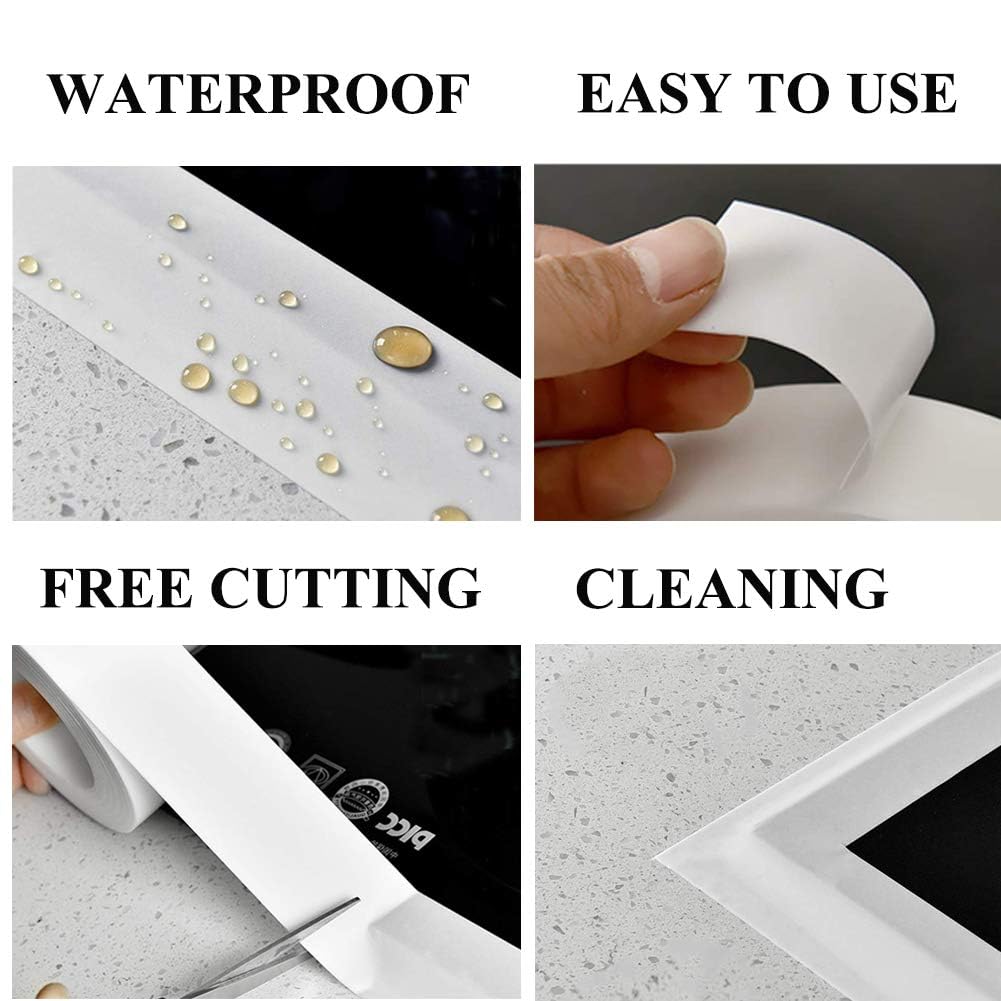 Giftock Waterproof Seal Strip 3.2Meter Length Self Adhesive Caulk Sealer Tape Bath and Wall Sealing Strip Sink Basin Edge Trim (4cm Wide /3.2M Length)
