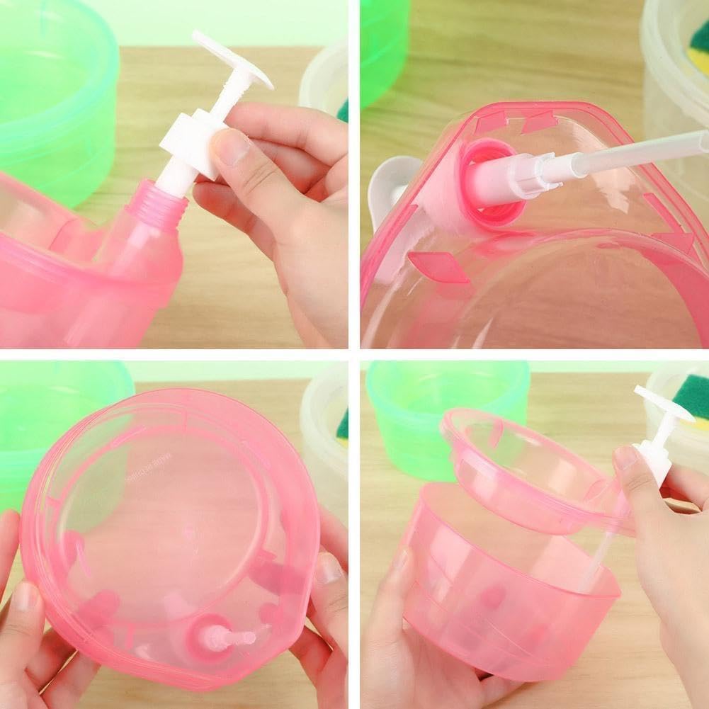 Giftock 2 in 1 Soap Pump Dispenser for Dishwasher Liquid Soap Sponge Holder Free Sponge
