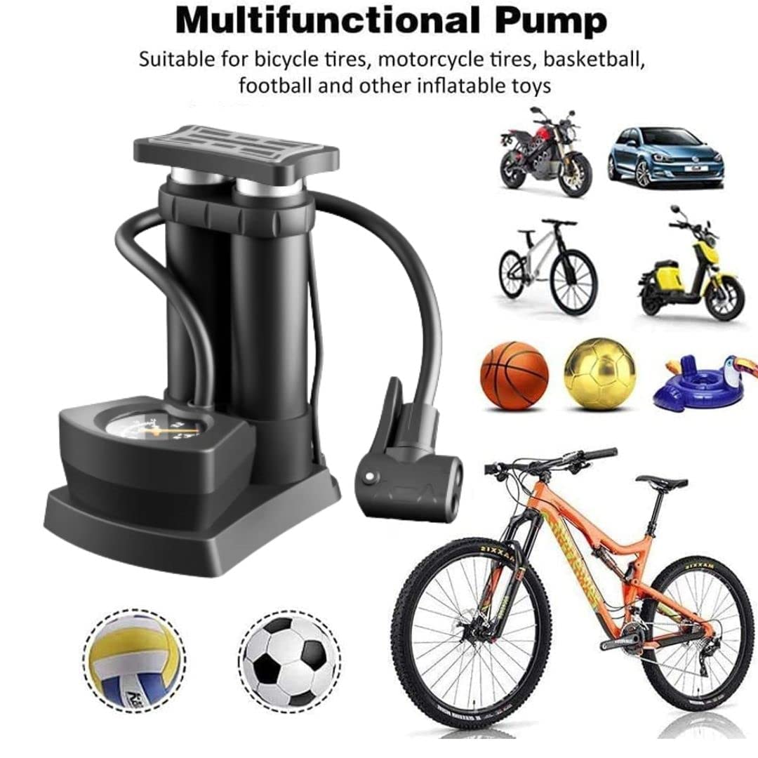 Giftock Double Cylinder Pump Car, Bike,Bicycle Pump & Cycle Pump Bicycle Tire Pump-160Psi-Multicolour