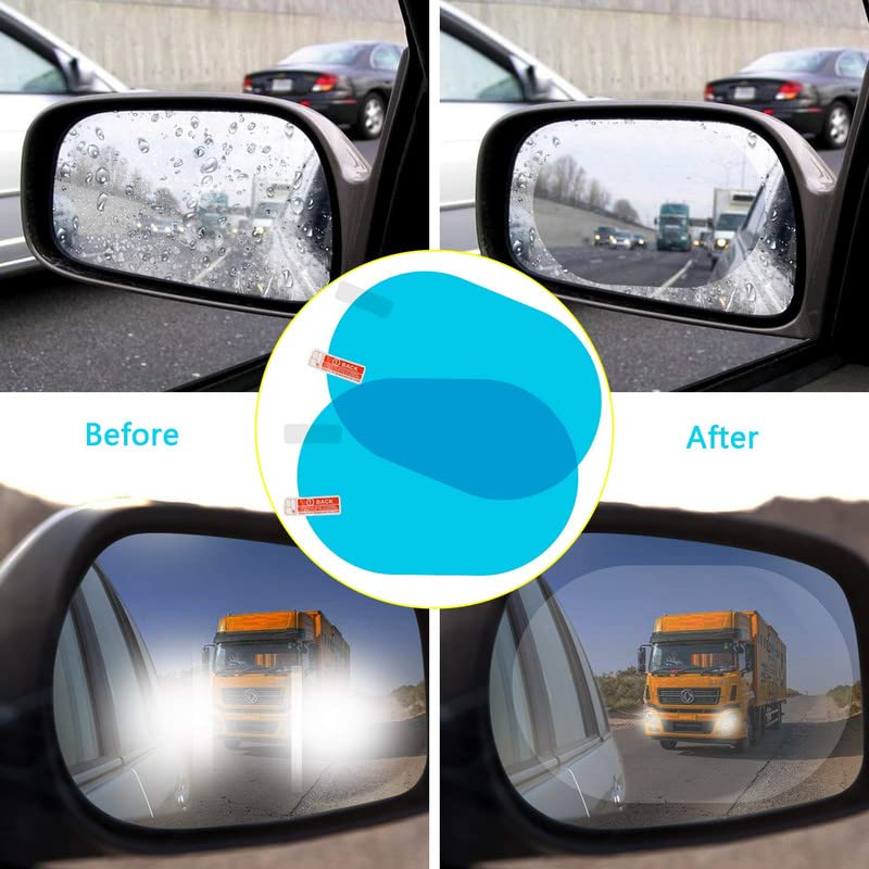 Giftock Rain Guard Waterproof Oval Anti Fog Rain Proof Film PET Material Accessories Right Car Mirror for All Vehicles - Set of 2