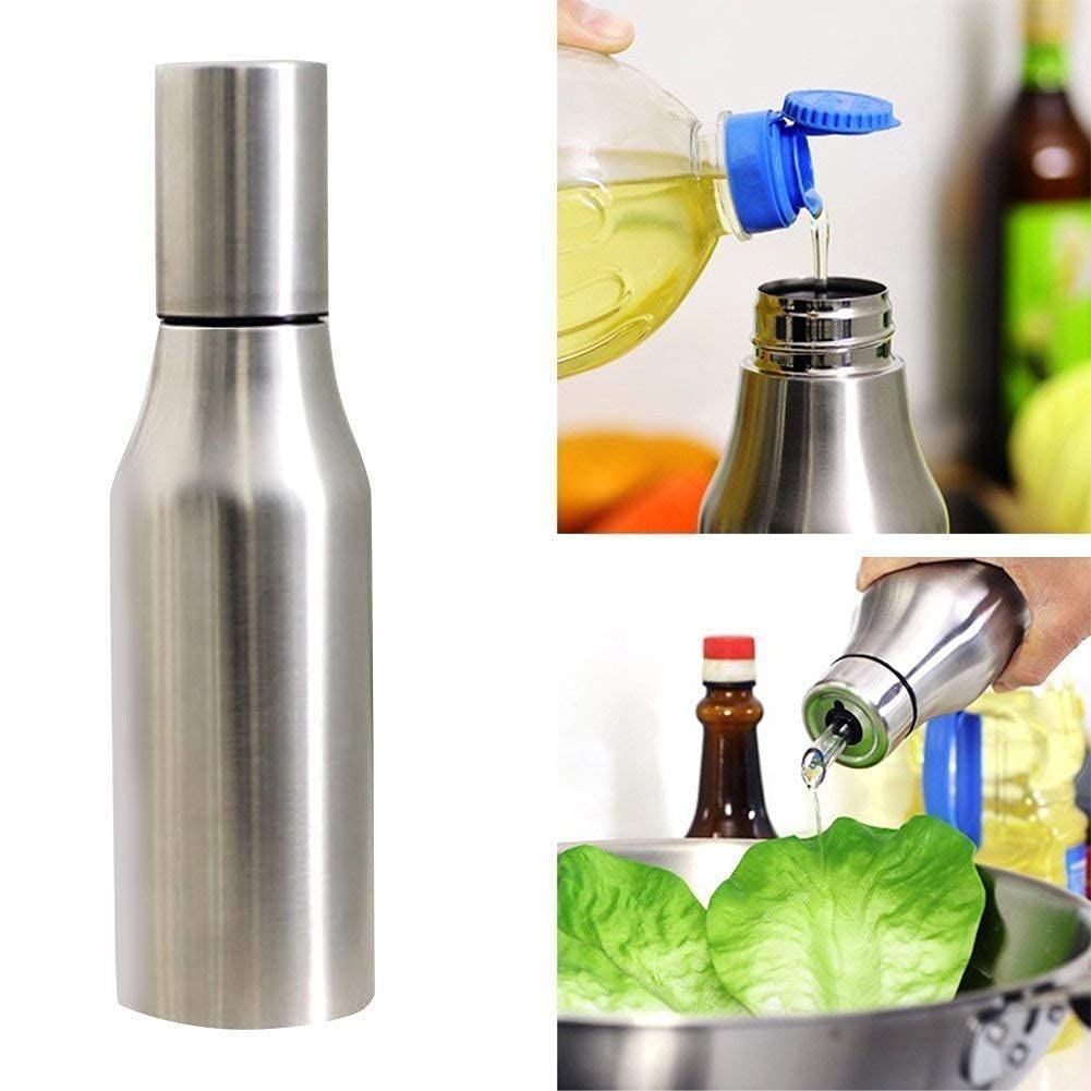 Giftock  Stainless Steel Nozzle Oil Dispenser Pot 1000ml with Stainless Steel Lid.