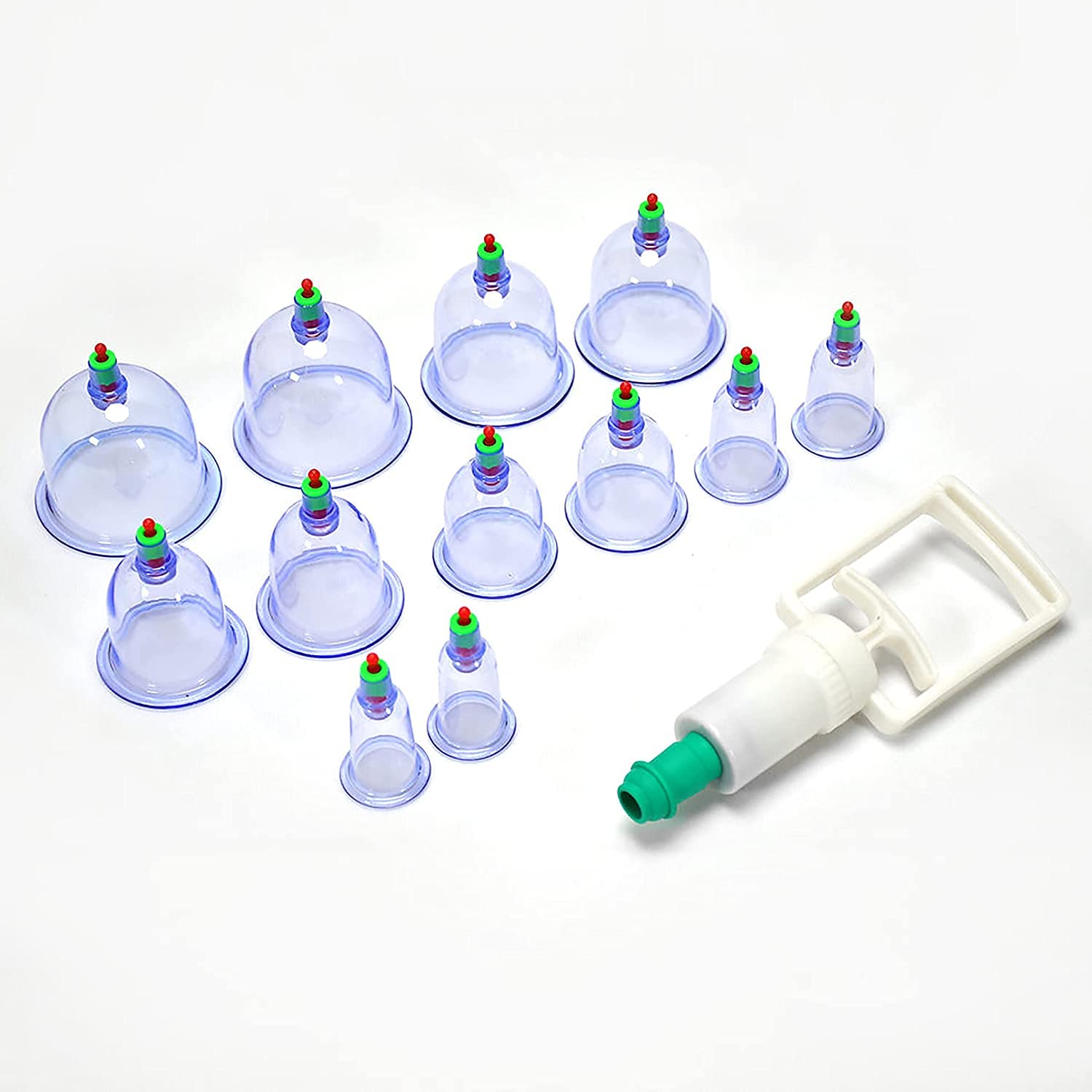 Giftock 12 Pcs Massage Cans Cups Vacuum Cupping Kit Pull Out Vacuum Apparatus Therapy Relax Massager Body Suction Pumps Hijama Cupping Kit Set