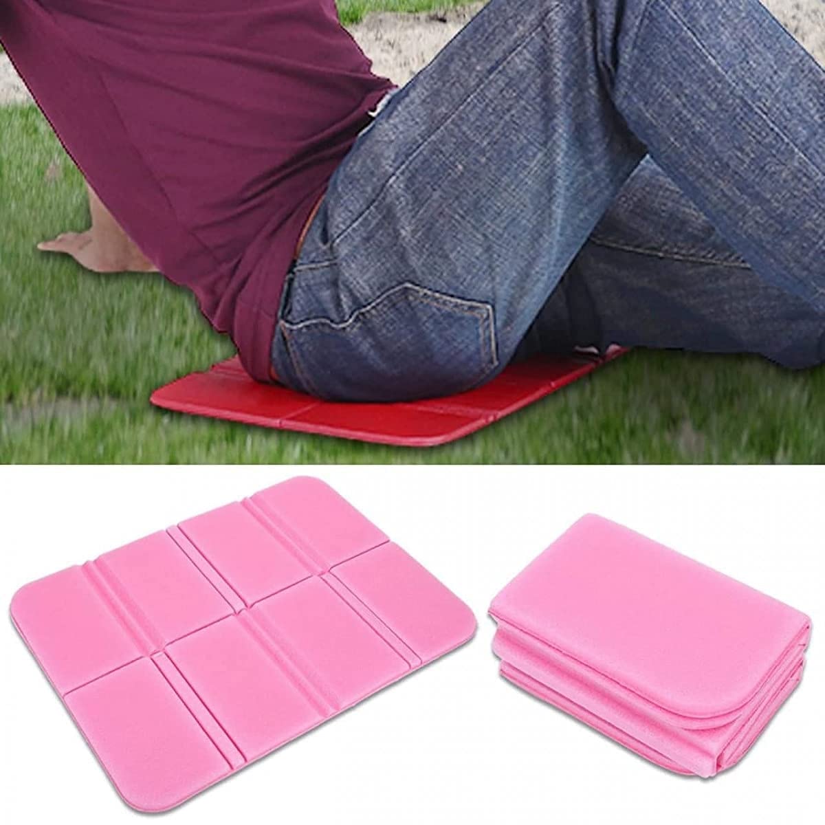 Giftock Picnic Seat, Waterproof Foam Mat Foldable Folding Seat Cushion for Camping for Picnic(Pink)