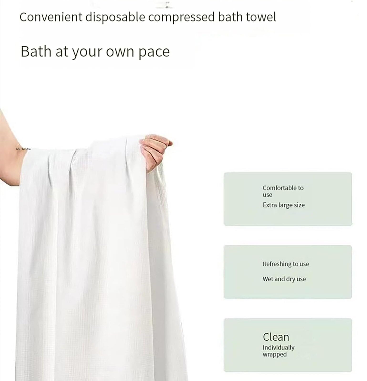 Giftock 4 Compressed Bath Towel Tablets, Pure Cotton Portable Disposable Hypoallergenic Dehydrated Expandable Compact Compressed Towels Washcloths for Camping Swimming Traveling Hiking