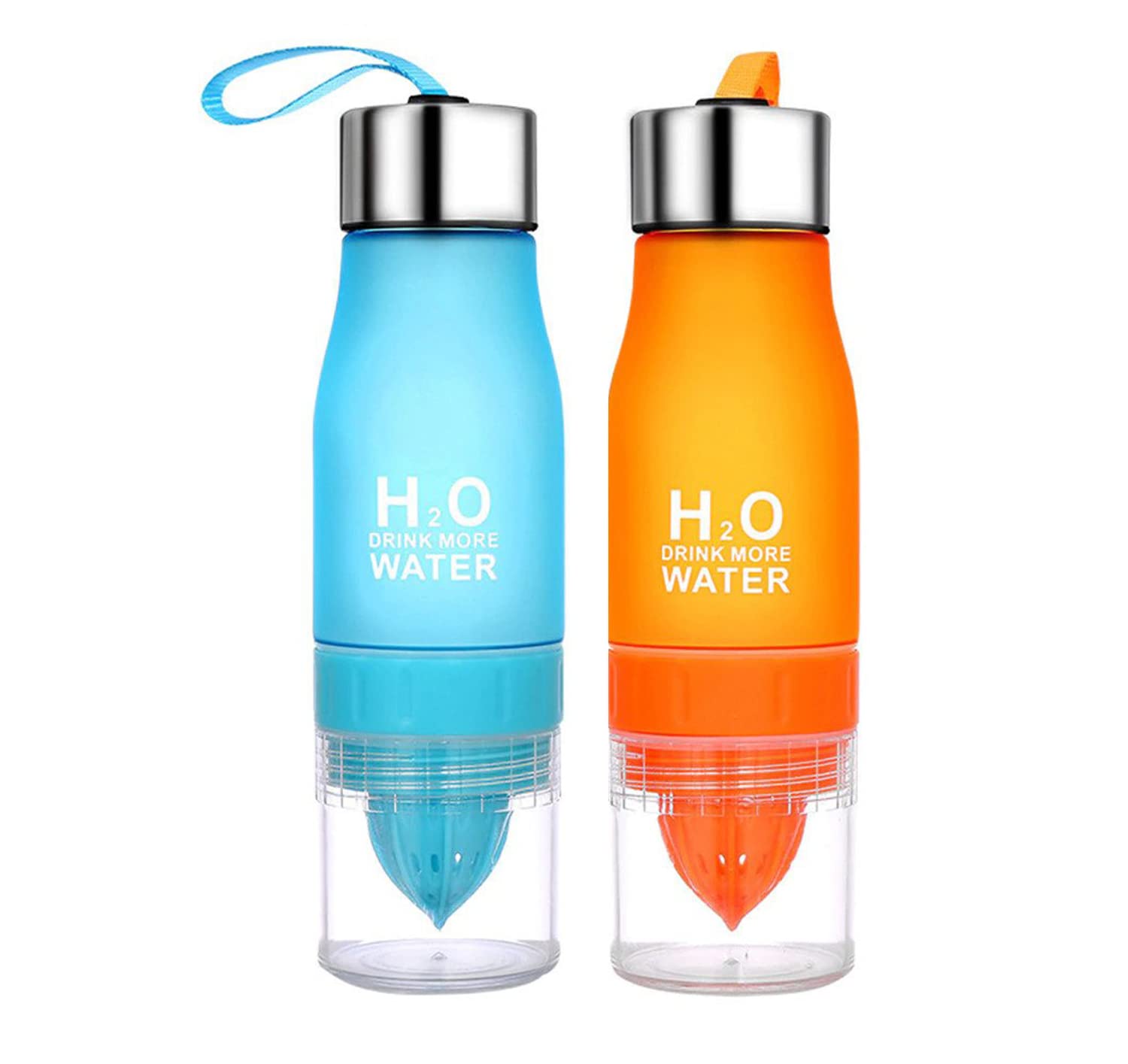 Giftock 650ml Infuser Water Bottle plastic Fruit infusion Kids Drink Outdoor Sports bottle Juice lemon Portable Kettle (Multicolor, Pack of 2)
