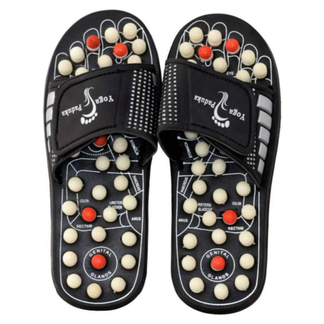 Giftock Spring Acupressure Magnetic Therapy Sandals |Yoga Paduka Acupressure Foot Relaxer| Foot Massager Slipper| Rotating Acupressure Foot Slippers for Men & Women (6 UK)