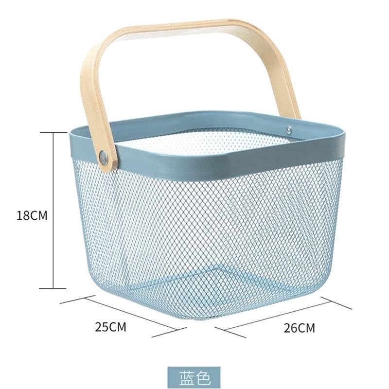 Giftock Metal Wire Basket With Handle|Storage Basket Fot Fruits, Books|Mesh Open Storage Bin|Storage Organizer