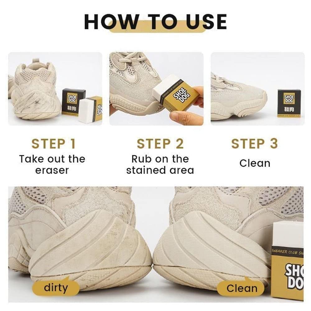 Giftock Effective Shoes and Sneaker Cleaning Eraser Sponge, Magical Sneaker Cleaner, Suede Shoe Cleaner Kit Eraser White Sole Waterproof, Professional Remove Stains Shoe Cleaner
