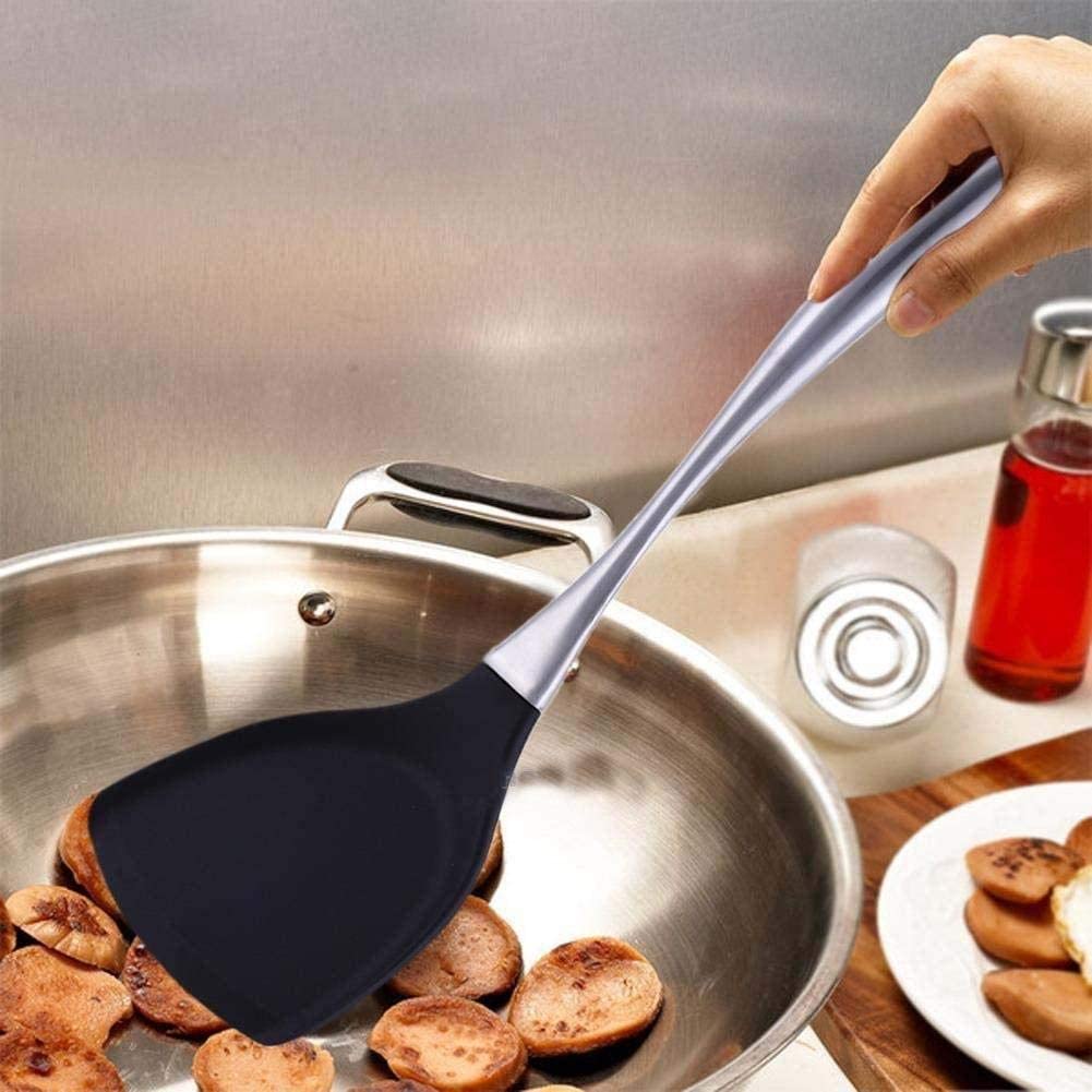 Giftock Silicon Fish Turner Spatula - Silicone Non Stick Spatula Fish Turner with Stainless Steel Metal Handle,Heat Resistant Silicone Utensils Turner for Kitchen Cooking(1Pcs, Random Color)