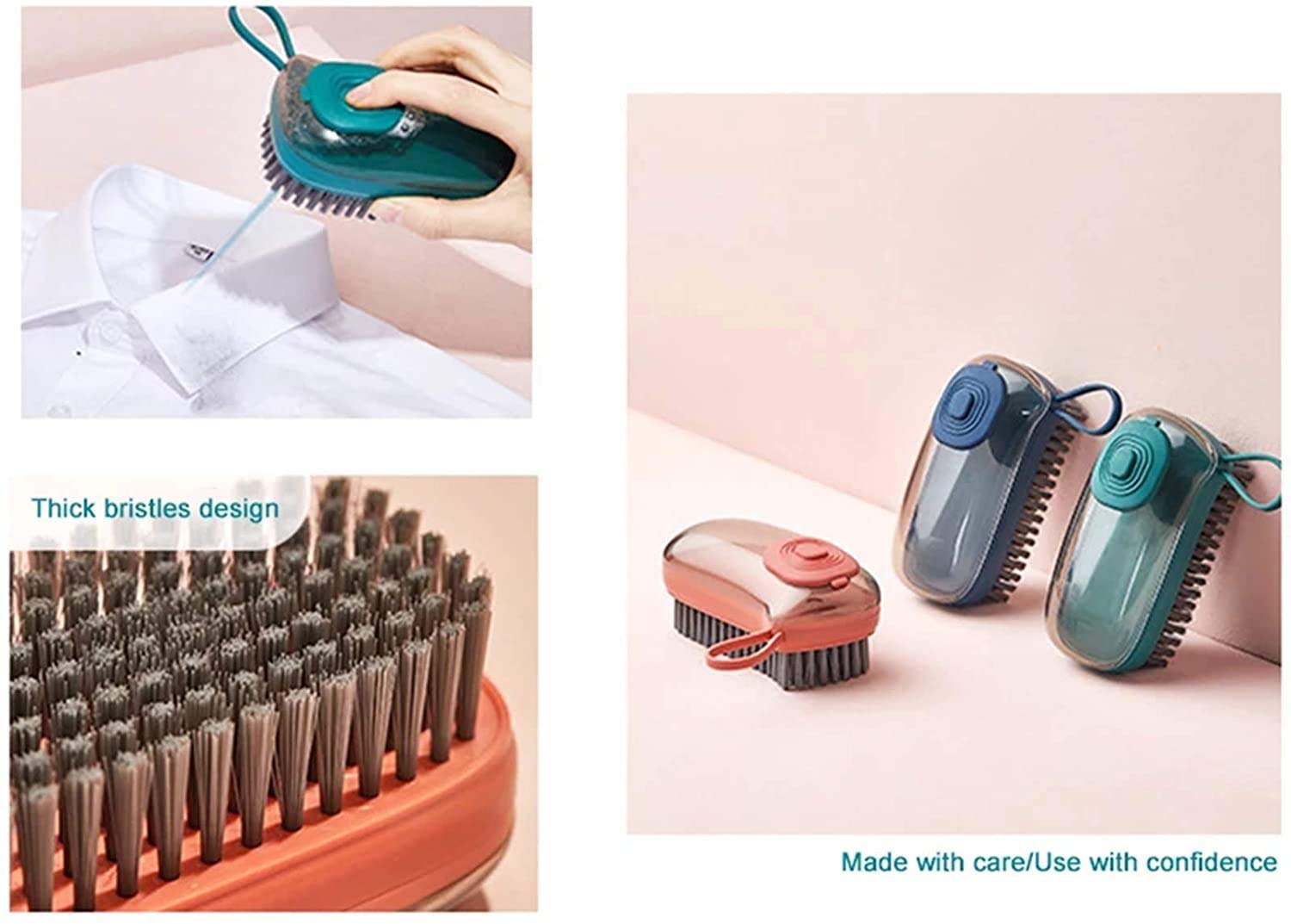 Giftock 3 in 1 Multipurpose Grip Liquid Adding Silicon Scrubber Brush for Kitchen & Bathroom Household Cleaning