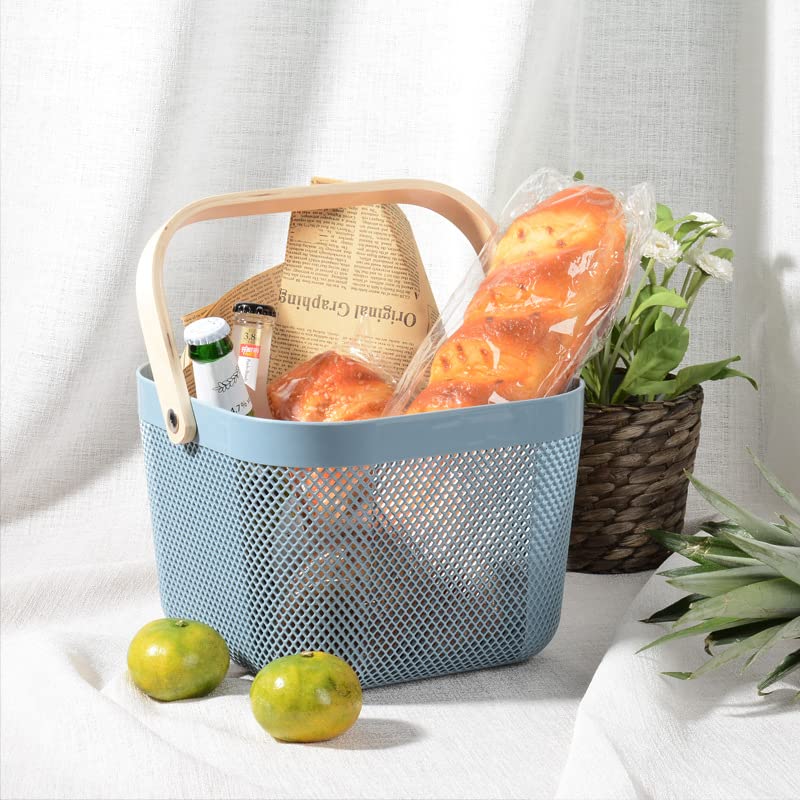 Giftock Metal Wire Basket With Handle|Storage Basket Fot Fruits, Books|Mesh Open Storage Bin|Storage Organizer
