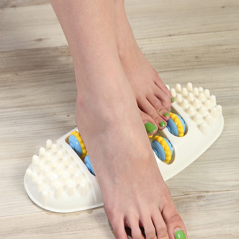 Giftock Oval Shape Foot Massager Roller Wheel Massager Feet Care Pain Relief With 4 Row Rollers Acupoint Relaxation Tool