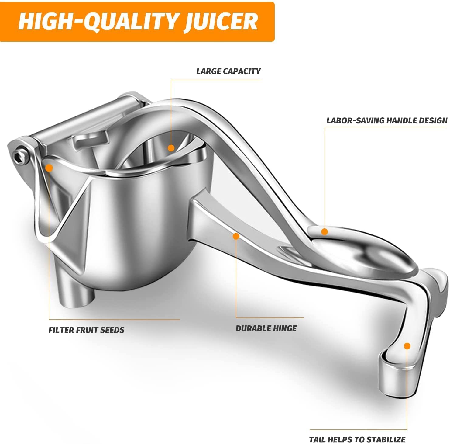 Giftock Aluminium Manual Fruit Juicer Orange Juicer Heavy Duty Hand Press Metal Lime Juicer Hand Juicer, juicer Instant, Orange Juicer, Aluminium Handle Juicer Garlic Paste Per Clove (Aluminium)