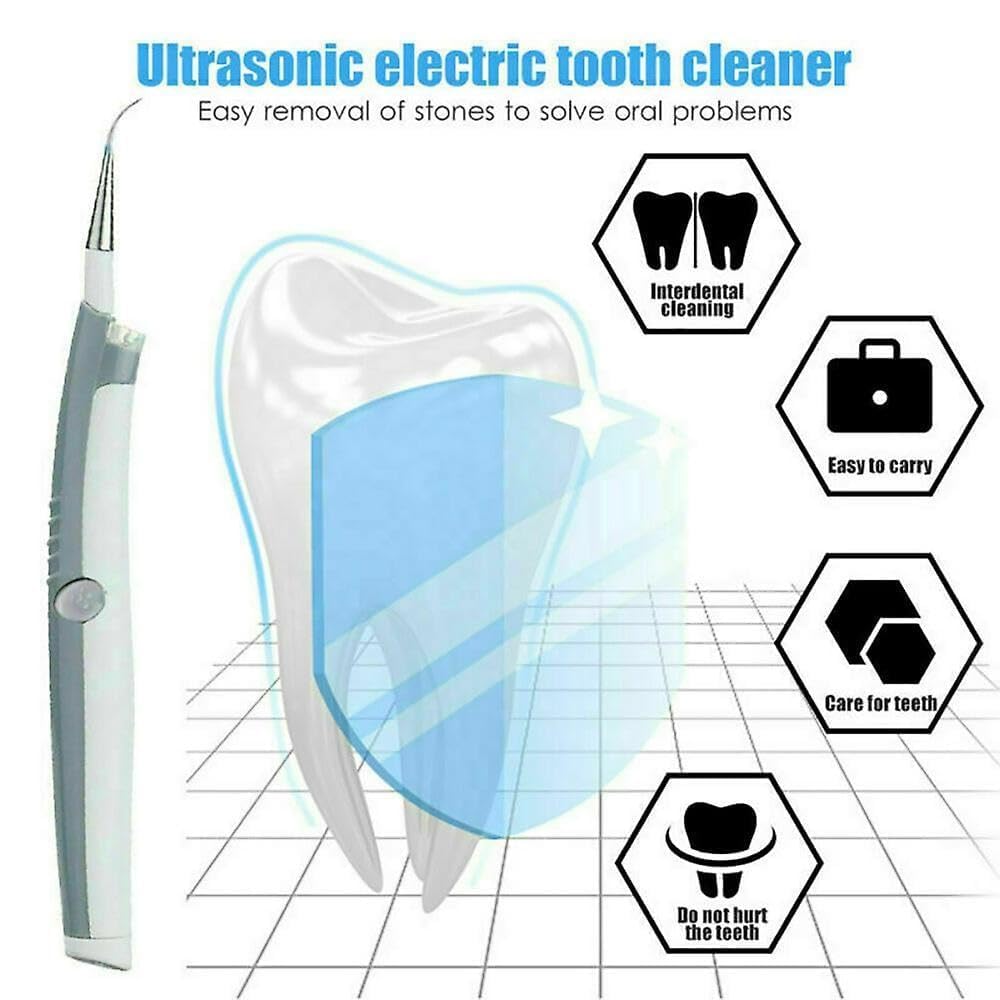 Giftock Portable Ultrasonic Electric Tooth Dental Cleaner With LED Light Stain Eraser Plaque Tartar Remover Teeth Whitening, Grey & White Color 1 Pcs