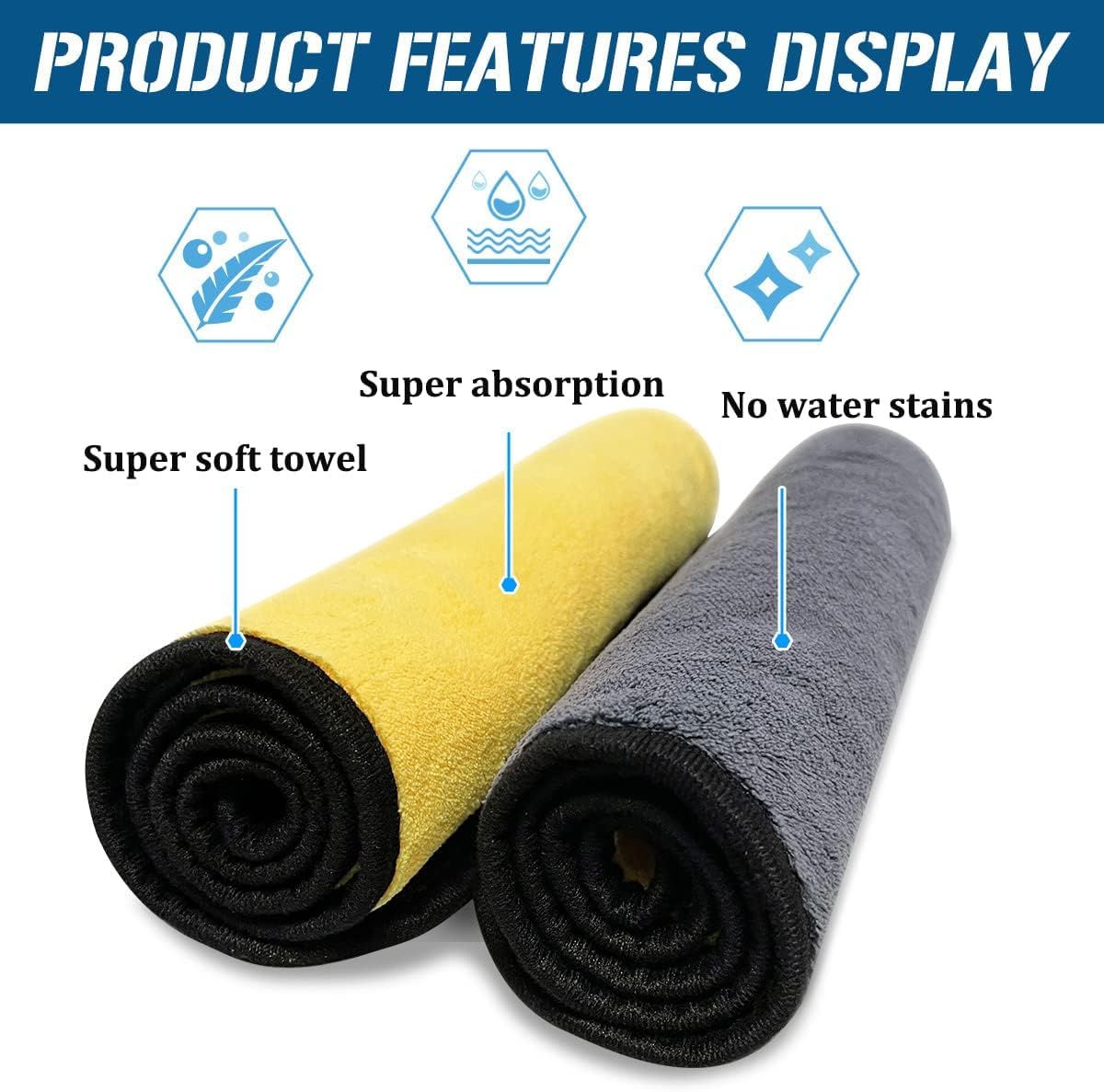 Giftock Microfiber Cloth - 3 pcs - 40x40 cms - 800 GSM Multi- Thick Lint & Streak-Free Multipurpose Cloths - Automotive Microfibre Towels for Car Bike Cleaning Polishing Washing & Detailing.