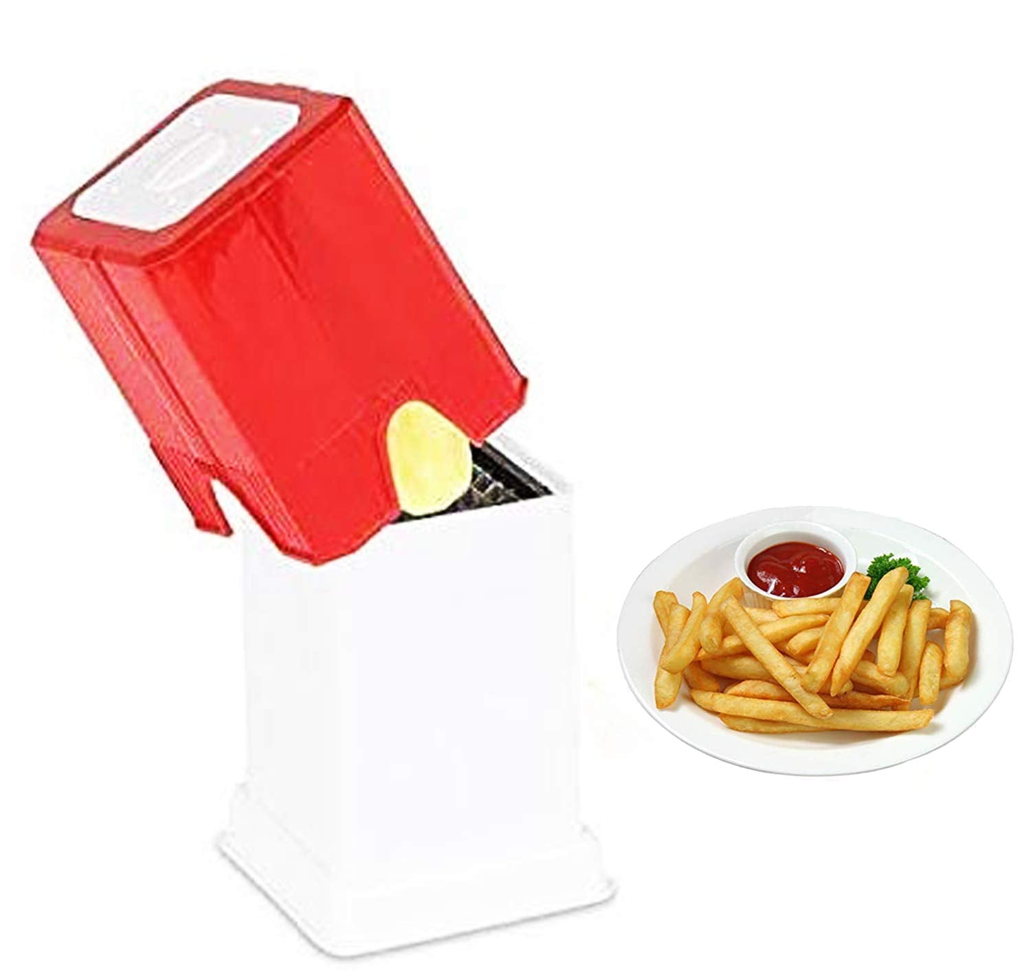 Giftock Plastic Potato Chipser French Fries, Potato Finger Chips Cutter (Red) - CTKTC30884