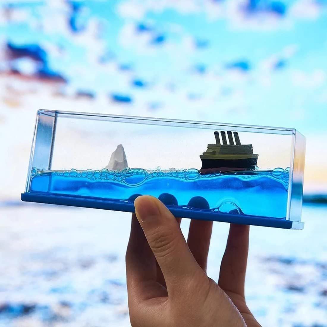 Giftock Liquid Wave Cruise Ship Decoration,Titanic,Cruise Ship That No Longer Sinks, for Car Dashboard Decorative Showpiece/Idol, Paperweight, Home Decor Decoration & Gifting Purpose (Titanic)