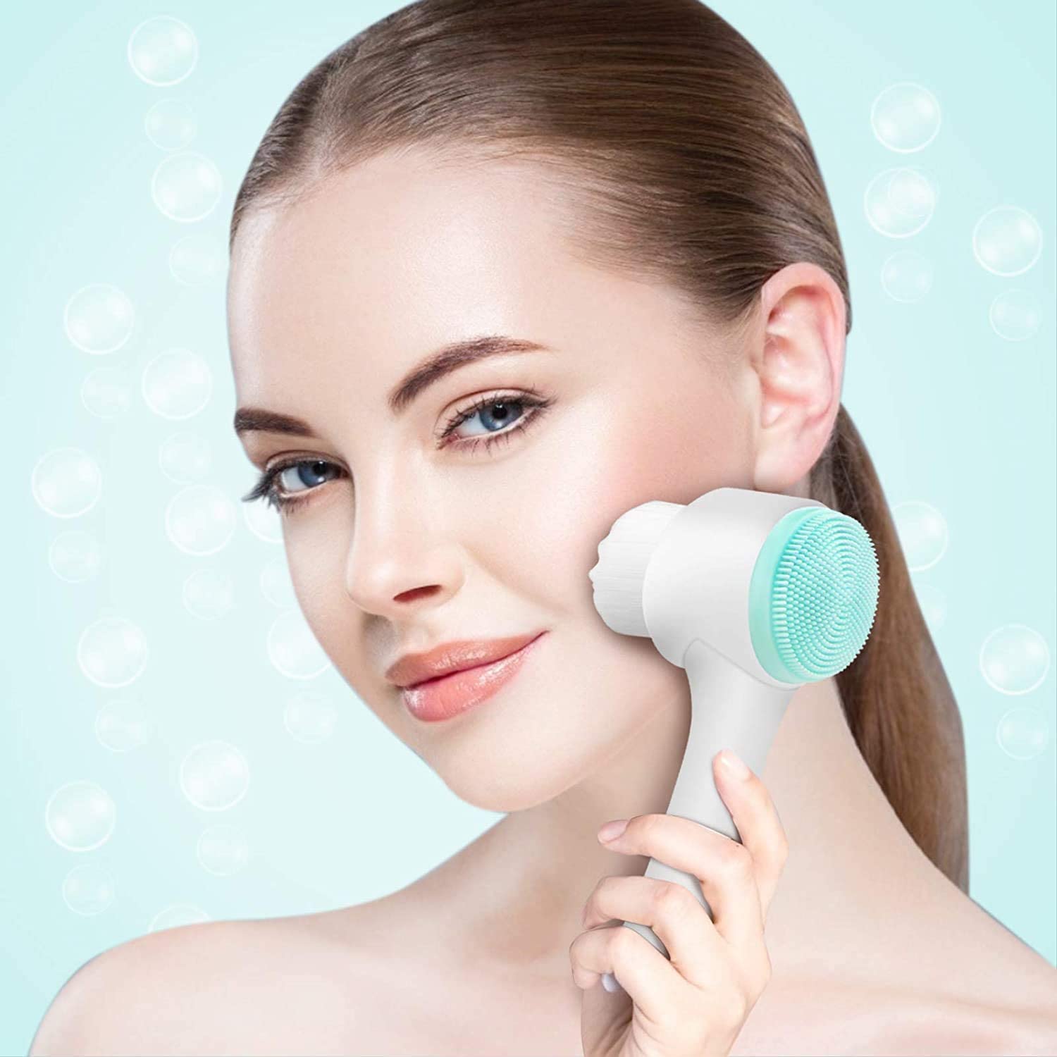 Giftock Manual Facial Cleansing, Double Side Skin Care Facial Cleaning Brush, Silicone Facial Scrubber Manual Dual Face Wash Brush for Deep Pore Exfoliation Makeup Massaging (1 Pcs)