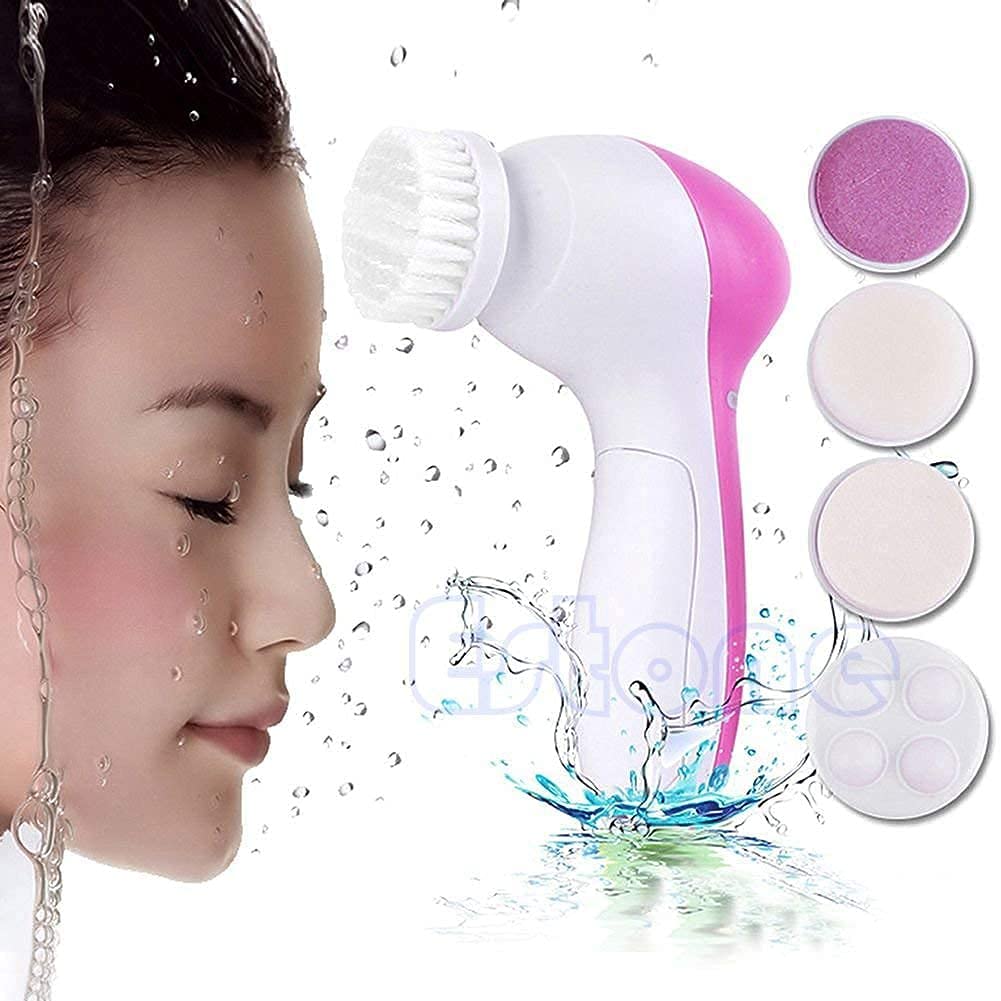 Giftock 5 in 1 Portable Electric Facial Cleaner Battery Powered Multifunction Massager, Face Massager, Beauty Massager, Facial Massager For Women (Multi Color)
