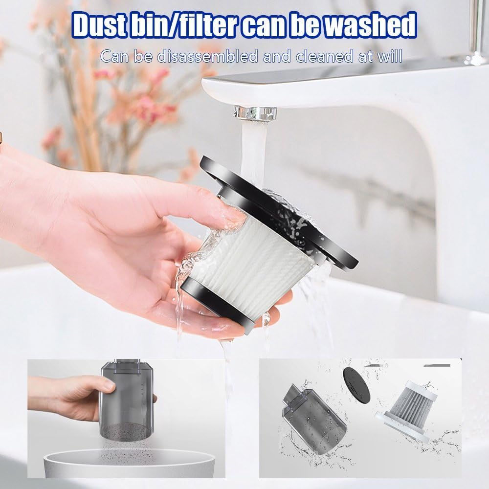 Giftock Portable Mini Car Vacuum Cleaner with,USB Rechargeable Wireless Handheld Car Vacuum Cleaner Traveling, Camping Reusable,Portable,Rechargeable Vacuum (2 in 1)