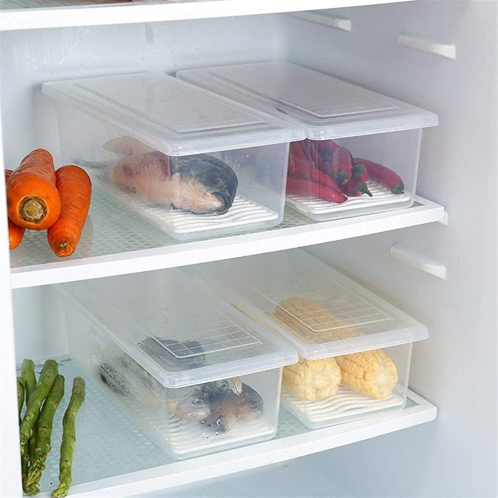 Giftock Food Storage Container with Removable Drain Plate and Lid Fridge Storage Box Stackable Plastic Freezer Storage Containers To Keep Fresh for Meat, Vegetables, Fruits etc. (1500ml, 2 Piece)