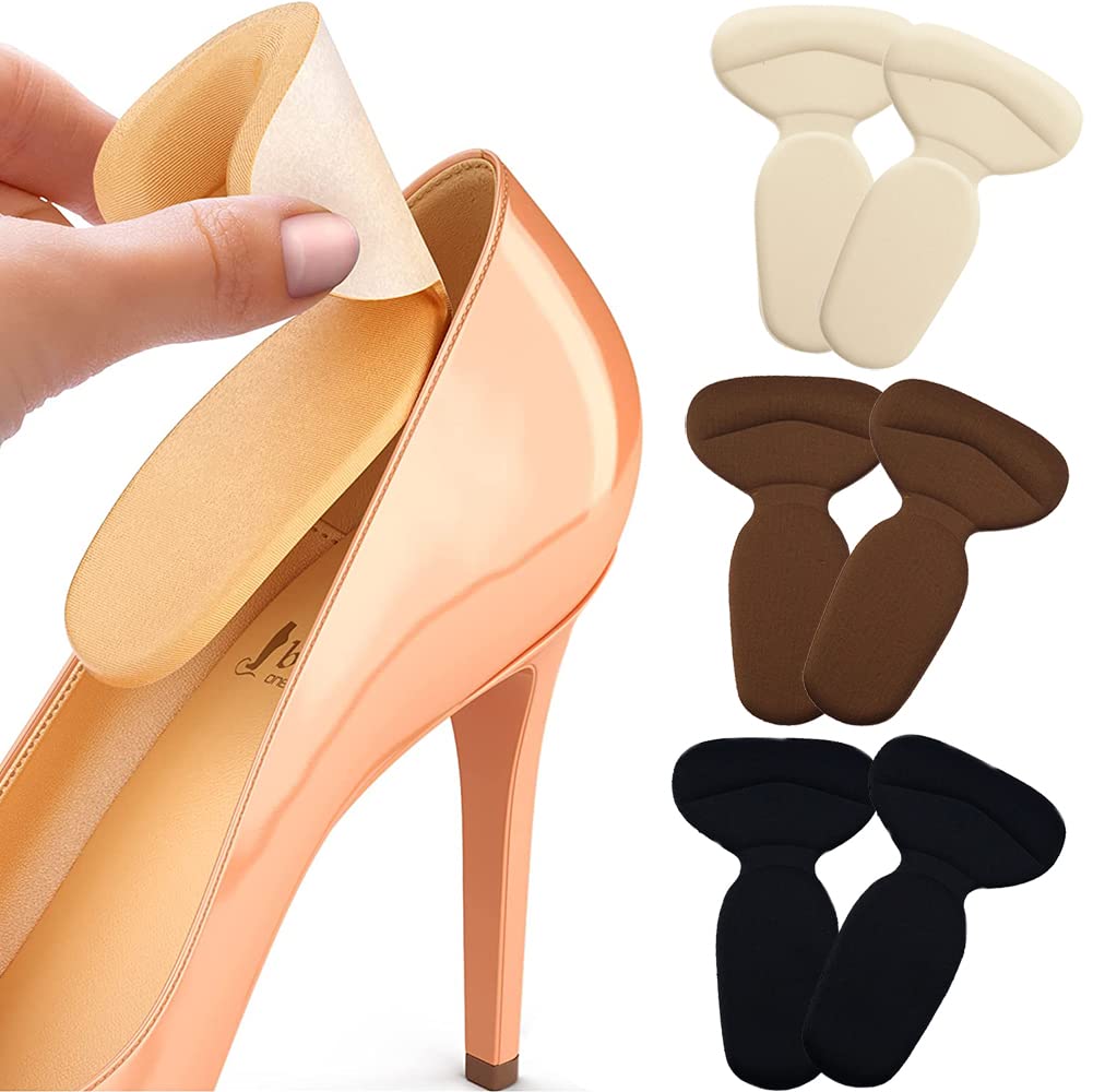 Giftock 6pcs Shoe Insole Reusable Soft Shoe Inserts Heel Cushion Pads Self-Adhesive Foot Care Protector Grips Liners Loose Shoes -Heel Pain Relief Bunion Callus Blisters for Men & Women-3 Pairs