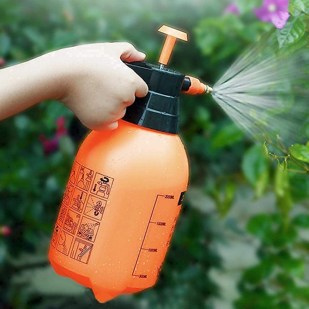 Giftock Pump Pressure Sprayer | Lawn Sprinkler | Water Mister | Spray Bottle for Herbicides, Pesticides, Fertilizers, Plants Flowers - 2 Liter Capacity - Orange/Black
