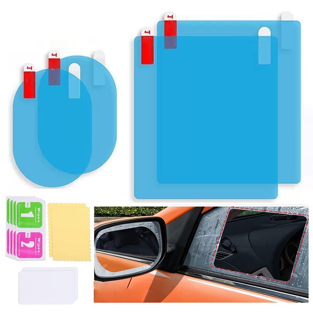 Giftock Universal Car Accessories Rear-View Mirror Waterproof Anti Fog Rainproof Anti-Water Protective Film Sticker for Car (Square - 2 PCs)