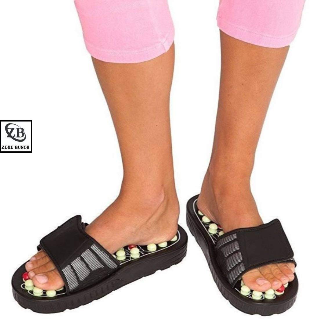 Giftock Spring Acupressure Magnetic Therapy Sandals |Yoga Paduka Acupressure Foot Relaxer| Foot Massager Slipper| Rotating Acupressure Foot Slippers for Men & Women (6 UK)