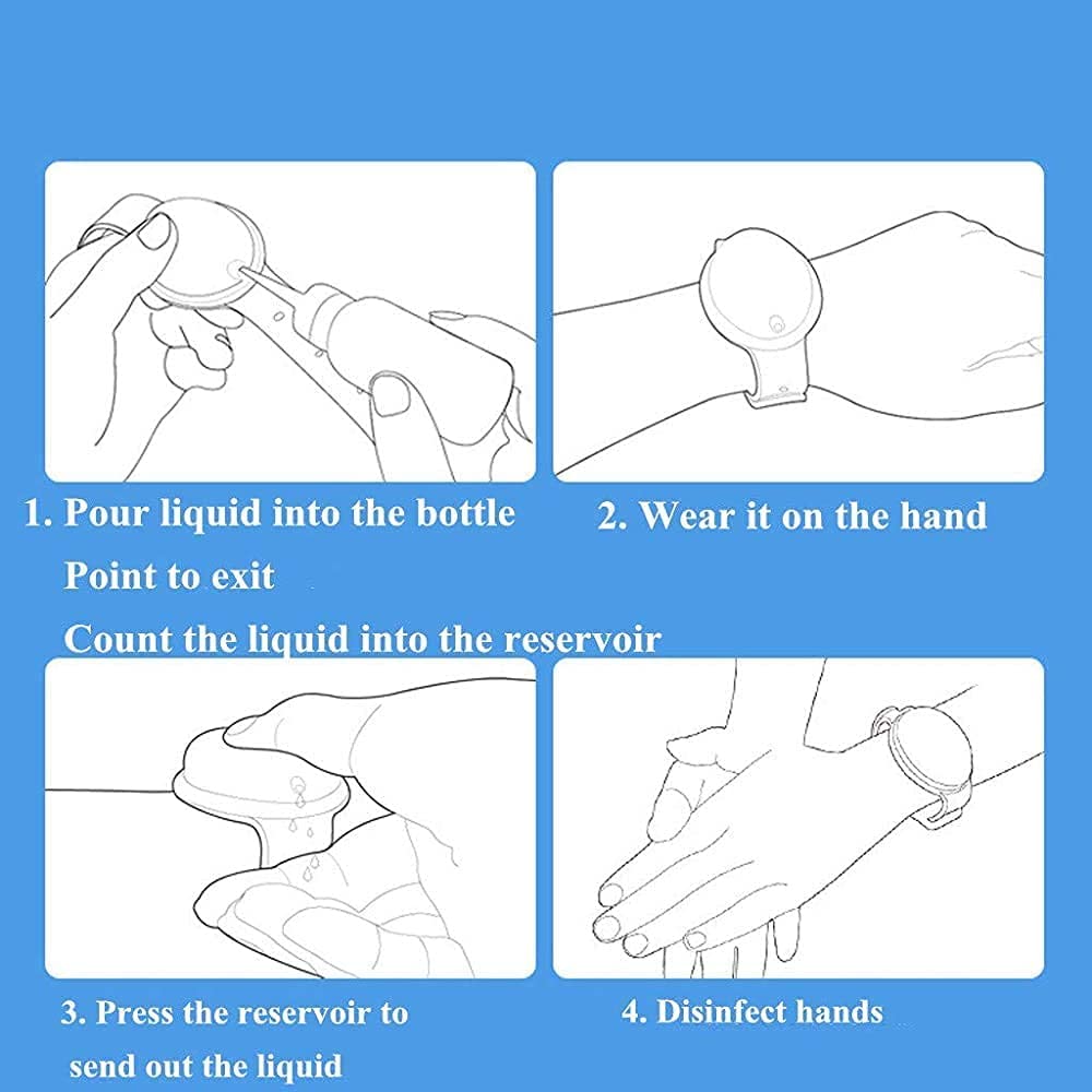 Giftock Portable Hand Sanitizer Dispenser Bracelet Silicone Refillable Wristband Hand Dispenser Pumps Sports Wristbands for Outdoor Travel, Colour May Vary (Pack of 3)