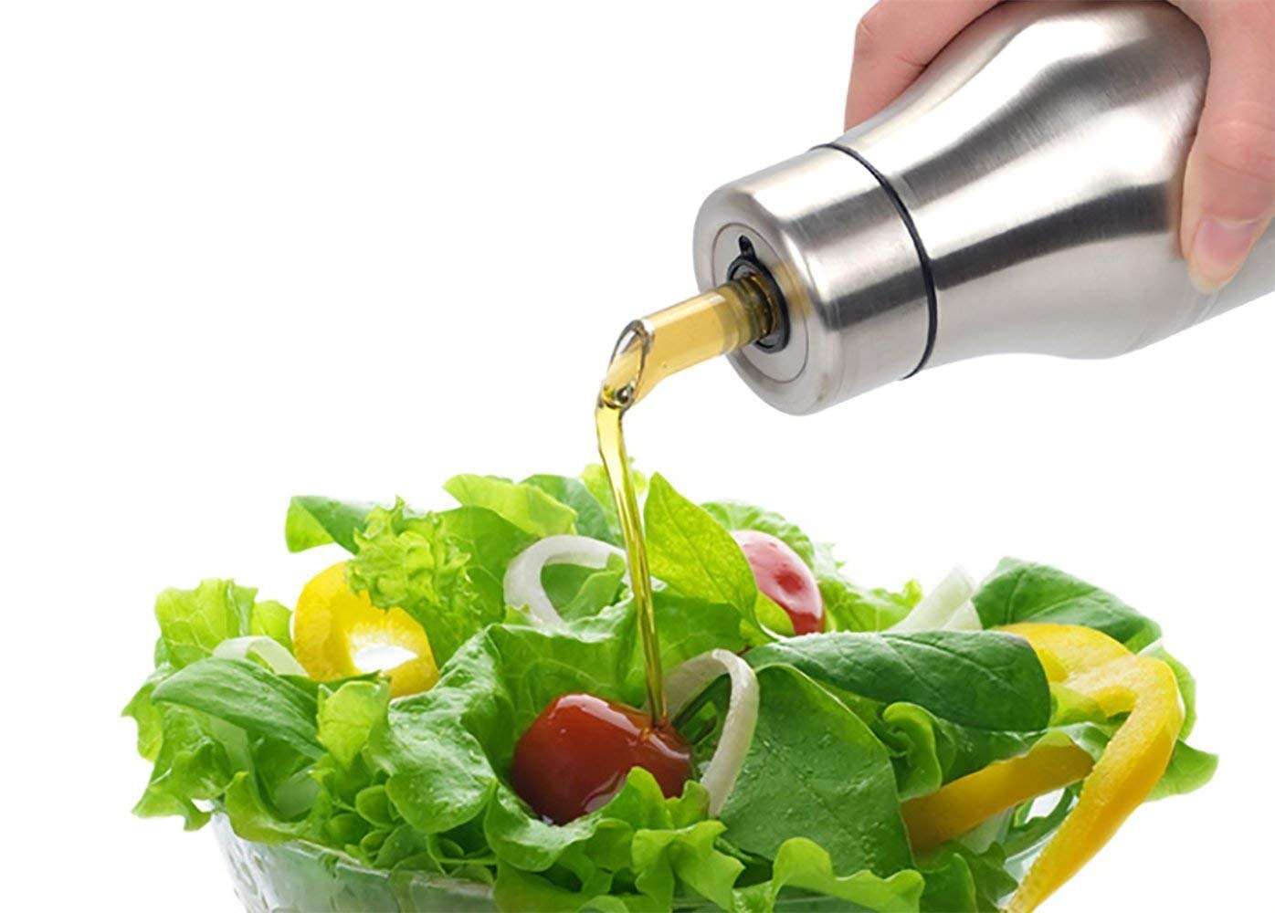 Giftock  Stainless Steel Nozzle Oil Dispenser Pot 1000ml with Stainless Steel Lid.