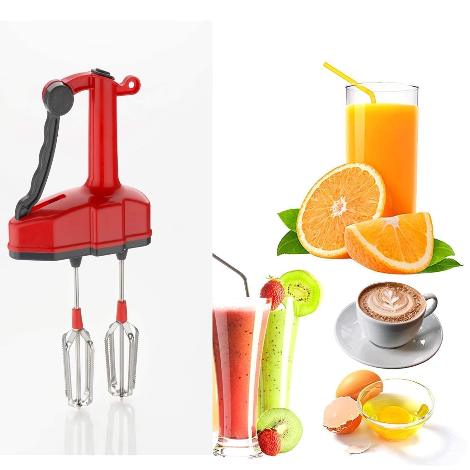Giftock Jumbo Dual Blade Manual Hand Blender- High-Speed Dual Power Free for Kitchen Beater Whipping Cream Machine -Cakes, Soup Soup, Lassi, Milkshake