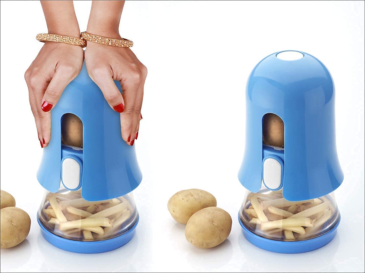 Giftock Multifunction Manual Quick Chopper and Chipser- 7 in 1 Multifunction Vegetable Cutter Chipser Manual Quick Dicer Fruit Slicer Non-Skid Base Slicer and Cutter Grater (Multicolor).