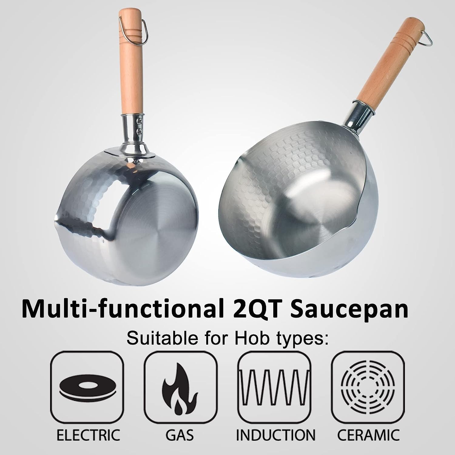 Giftock Small Deep Frying Pot with Basket 1200ml Stainless Steel Fryer Pot with Long Handle Mini deep Oil Fryer for French Fries/Shrimp/Fish/Chicken Wings/Boiling Butter/Sauce/Gravies/Pasta(1-Pcs)