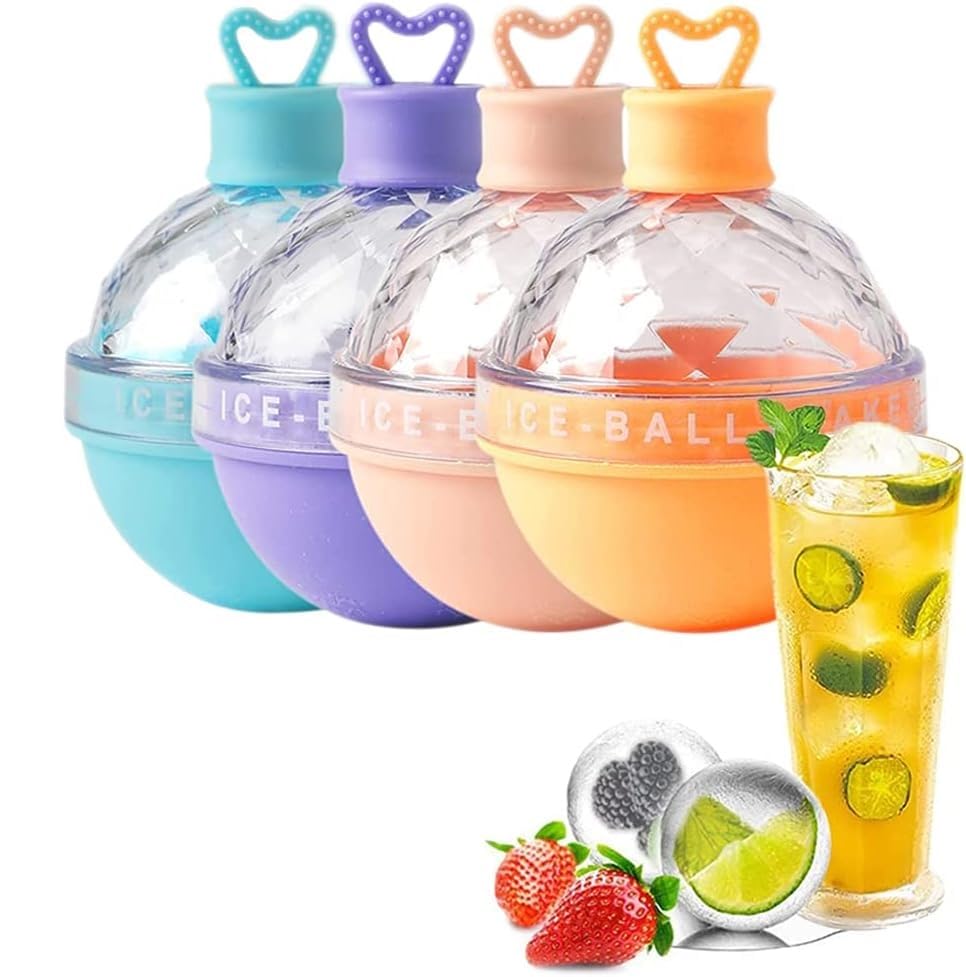 Giftock Ice Cube Tray, Large & Round Sphere Ice Mould Made of Silicone Ice Ball Makers Reusable Whiskey, Cocktails, Drinks & Wine 1 Pcs Multicolor