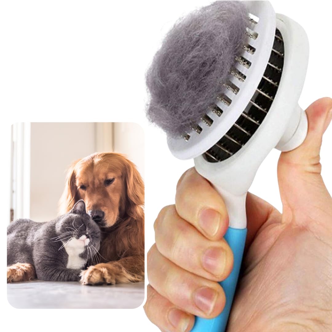 Giftock Dog Comb, Flea Comb for Dog, Labrador, Shih Tzu, Golden Retriever, German Shepherd, & Dog Grooming Comb Brush, Dog Hair Brush, Self Cleaning Dog & Cat Comb, Pet Hair Comb - Any Color - Pack of 1