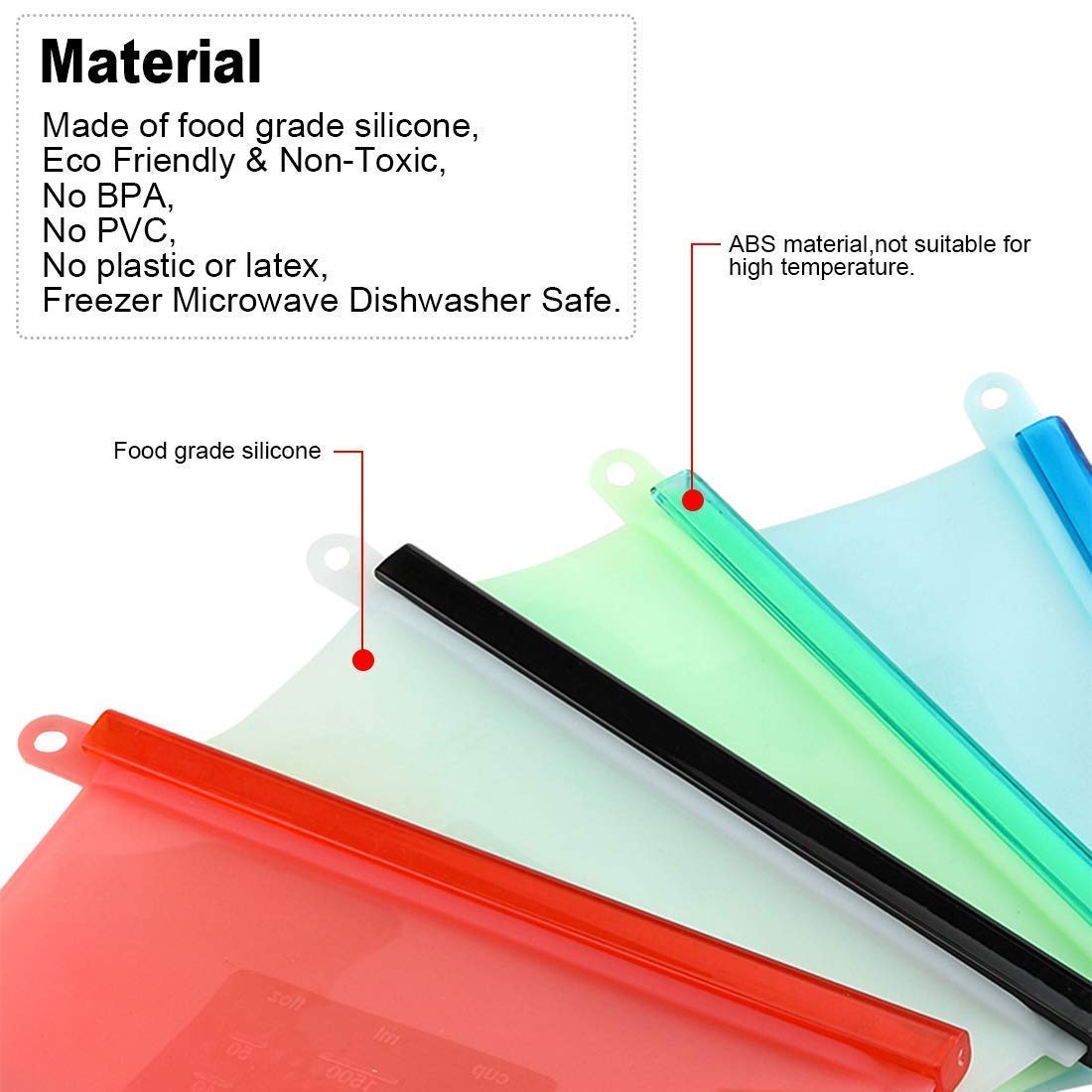 Giftock  Silicone Food Bag Reusable Seal Storage Container Silicone Food Preservation Bag Freezer Leak-Proof Cooking Ziplock Bags Blue 1000 ml (1 liter, 3 piece)