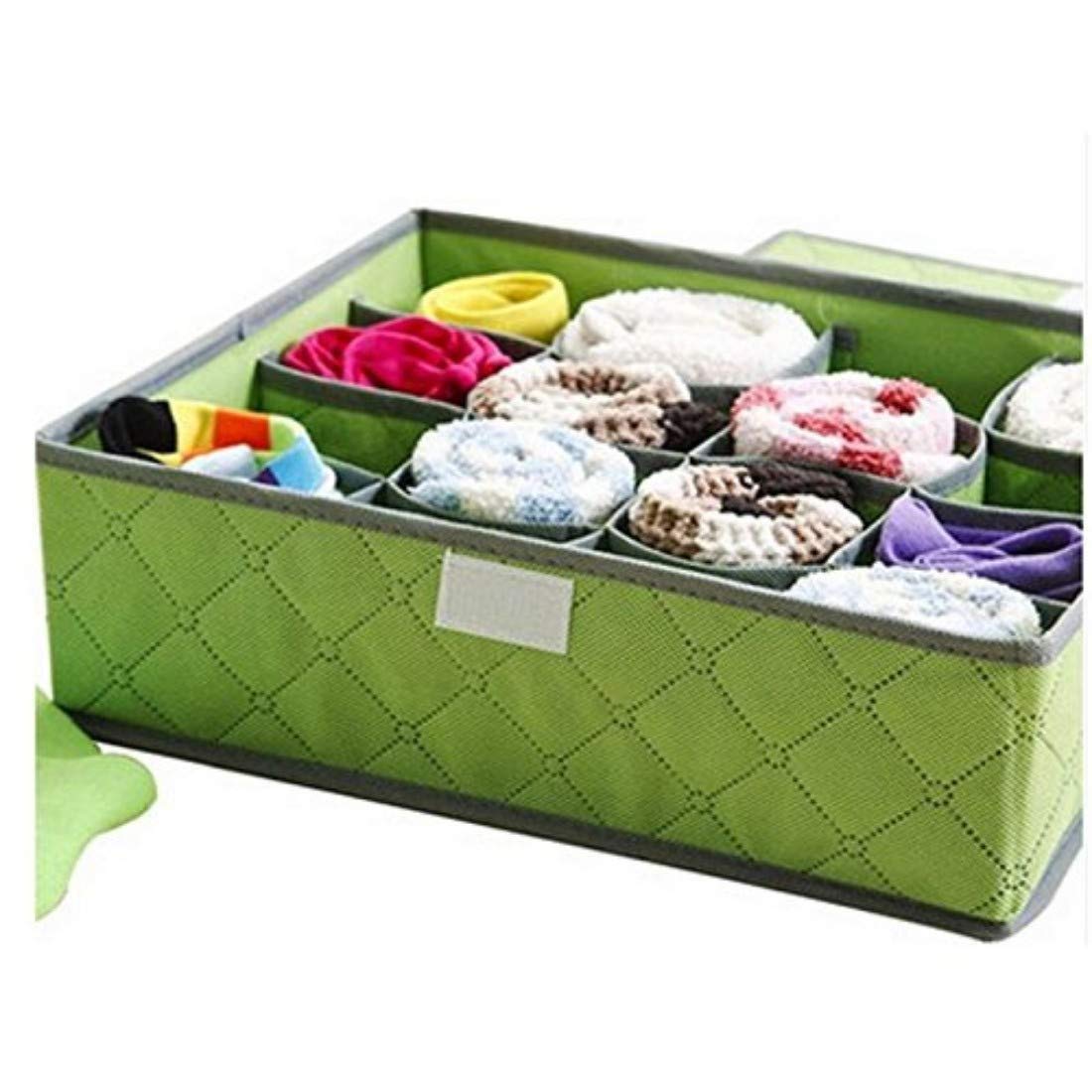 Giftock 24 grid soks closet Container Drawer Foldable Storage Box,Neck Ties Scarves,Socks Bra Underwear organizer box - multi-color